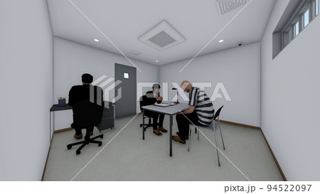 警察　取調室　男性　イラスト 94522097