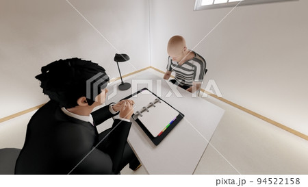 警察　取調室　男性　イラスト 94522158