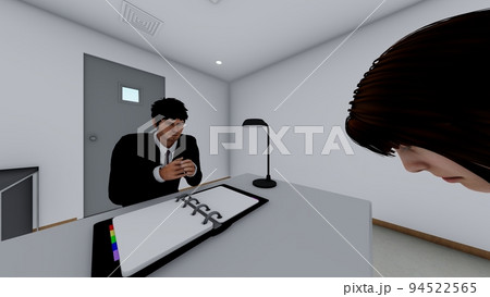 警察　取調室　女性　イラスト 94522565