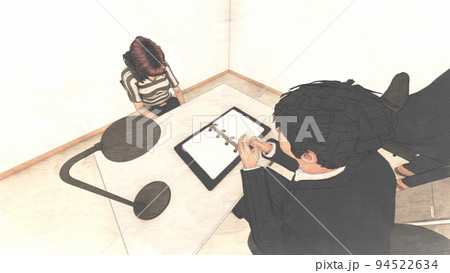 警察　取調室　女性　イラスト 94522634