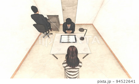 警察　取調室　女性　イラスト 94522641