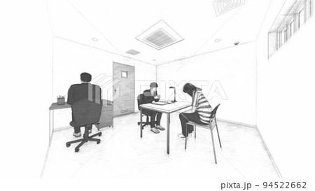 警察　取調室　女性　イラスト 94522662