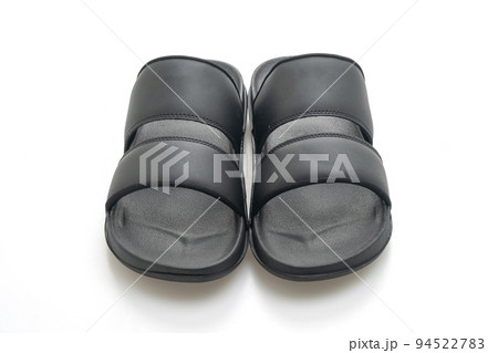 black leather sandals on white background black leather sandals on white background 94522783