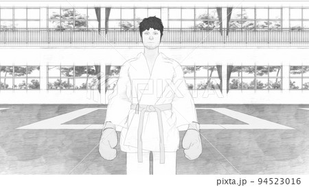 空手　試合　試合前　男性　イラスト 94523016