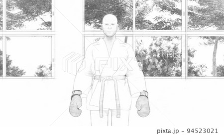空手　試合　試合前　男性　イラスト 94523021