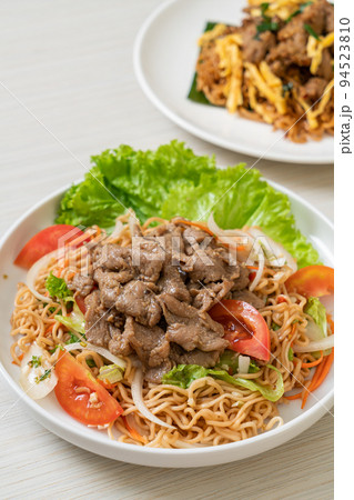 instant noodle spicy salad with pork instant noodle spicy salad with pork 94523810