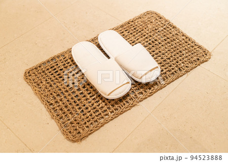 Slipper in hotel bedroom 94523888