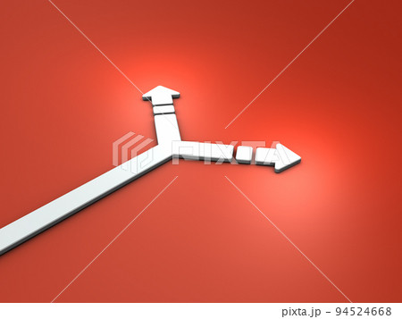 先が左右に分かれた、矢印。岐路と選択肢を表す抽象的なコンセプト。 94524668