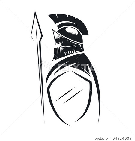 black spartan warrior holding spear and shield vector illustration concept design black spartan warrior holding spear and shield vector illustration concept design 94524905