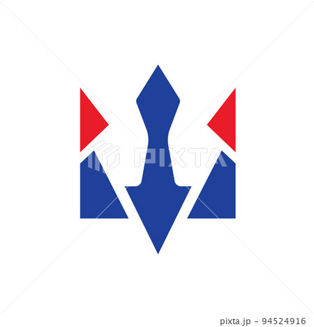 w letter trident icon vector concept design template 94524916