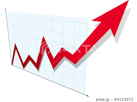 急上昇する折れ線グラフ 上向きの矢印 ビジネスイメージ 急上昇する折れ線グラフ 上向きの矢印 ビジネスイメージ 94525072