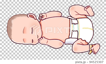 眠っているかわいい赤ちゃんのイラスト素材 眠っているかわいい赤ちゃんのイラスト素材 94525307