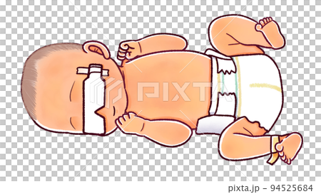 新生児黄疸 光線療法のためにアイマスクをつける赤ちゃん 新生児黄疸 光線療法のためにアイマスクをつける赤ちゃん 94525684