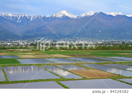 安曇野の5月 田園と北アルプス 安曇野の5月 田園と北アルプス 94526382
