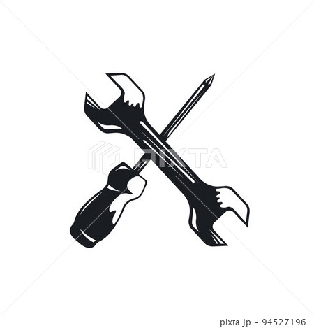 cross wrench with  screwdriver icon vector element concept design template 94527196