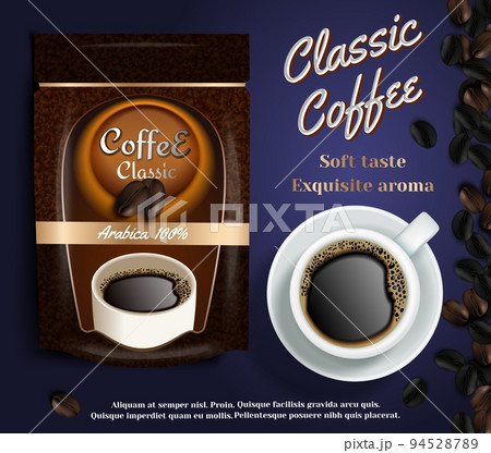 Instant coffee ads vector realistic illustration 94528789