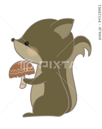 キノコを持つリスのイラスト 線あり キノコを持つリスのイラスト 線あり 94528961