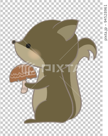 キノコを持つリスのイラスト 線あり キノコを持つリスのイラスト 線あり 94528961