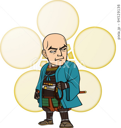 鎧をまとった筒井順慶の立ち姿【3頭身・家紋】 94529136