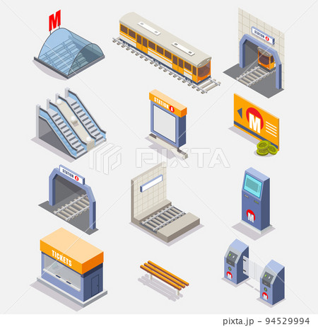 Subway or underground vector isometric icon set 94529994