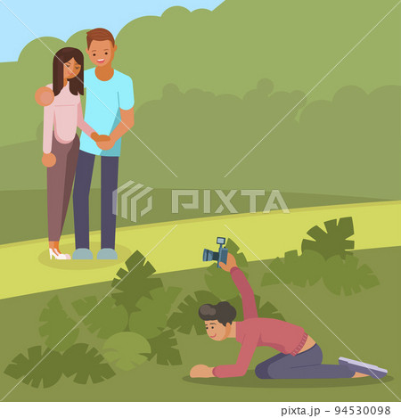 Vector flat illustration of paparazzi taking photo 94530098