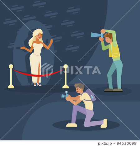 Vector flat illustration of paparazzi taking photo 94530099