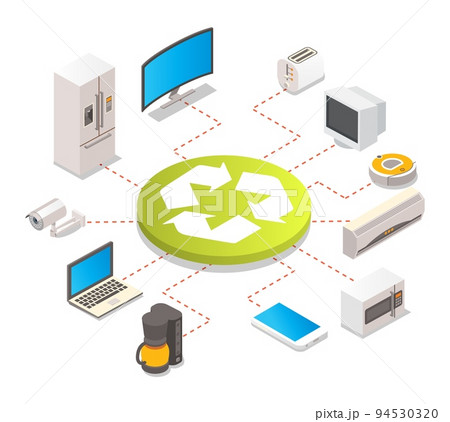 Electronics e-waste recycle 3d vector info graphic 94530320