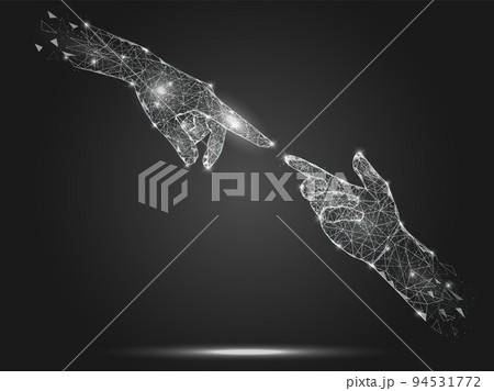 Touching Hands Vector Geometric Polygonal Art のイラスト素材