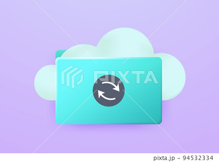 Computer folder with file sync icon, cloud. 3D...のイラスト素材 [94532334] - PIXTA