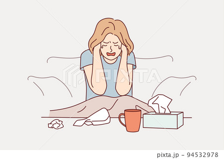 Unhappy woman crying at home  94532978