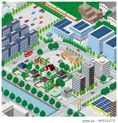 街並みの立体図. 都市の景観.  94533373