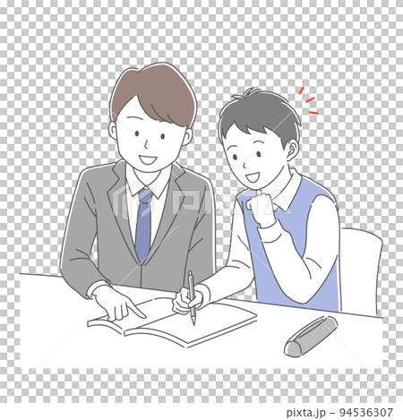 男子学生に勉強を教える男性教師 男子学生に勉強を教える男性教師 94536307