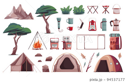 Camping Hiking Icon Set 94537177