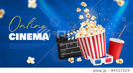Realistic Popcorn Cinema Poster 94537324