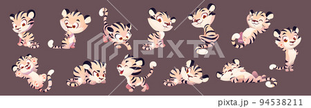 Adorable tiger cub cartoon animation vector set Adorable tiger cub cartoon animation vector set 94538211