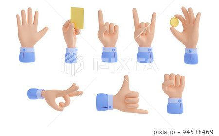 3D render hand gestures set isolated on white 3D render hand gestures set isolated on white 94538469