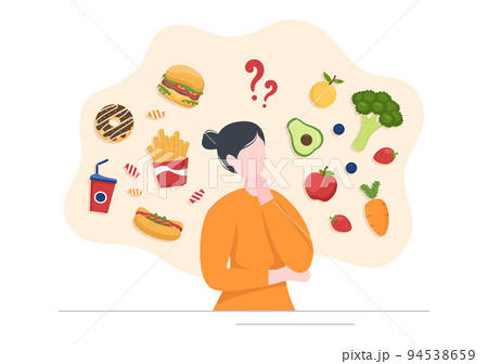Weight Loss Template Hand Drawn Cartoon Flat Illustration of People Overweight doing Exercise, Training and Planning Diet for a Slim Body 94538659