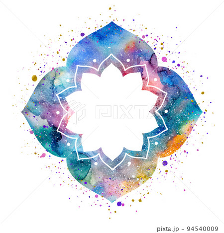 Watercolor oriental flower frame 94540009