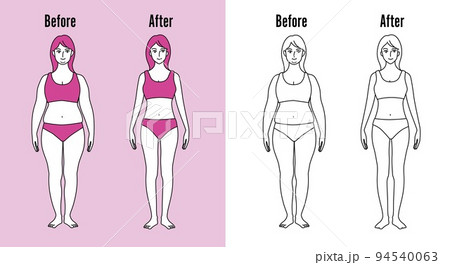 ダイエット(減量)した女性のスタイルの前後比較(before/after) ダイエット(減量)した女性のスタイルの前後比較(before/after) 94540063