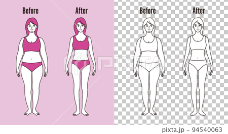 ダイエット(減量)した女性のスタイルの前後比較(before/after) ダイエット(減量)した女性のスタイルの前後比較(before/after) 94540063