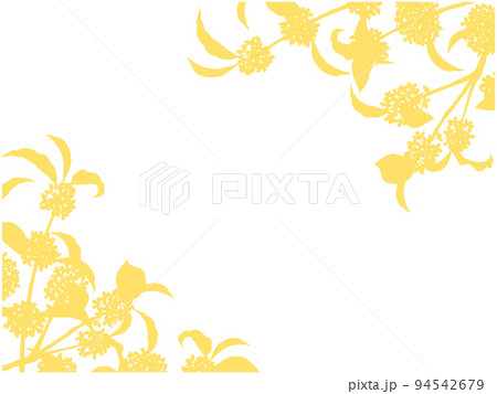 金木犀のシルエットフレーム①(ななめ,黄色) 金木犀のシルエットフレーム①(ななめ,黄色) 94542679