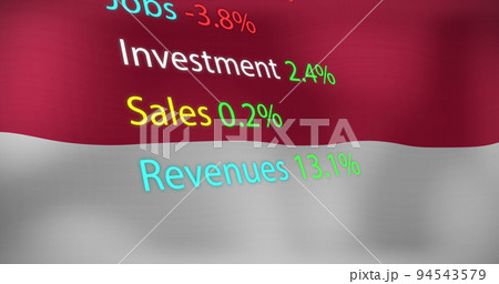 Image of data processing over flag of indonesia 94543579