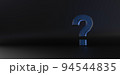Close up question mark on a dark background. Dark theme. Interrogative topics. 3d rendering. Illustration for advertising. Transparent scrached galss volumed question mark. 94544835