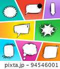 Comic Speech Bubbles on a comic strip background 94546001