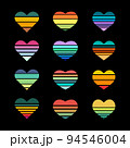 A set of striped colored hearts 94546004