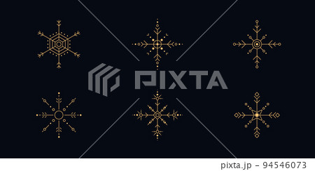 Snowflake line art. Abstract minimal boho linear symbols. Celestial mystic element. Vector line art illustration. 94546073