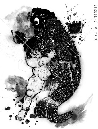 浮世絵　金太郎と鯉　その2　インクバージョン 94546212