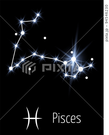Star constellation in dark space. Pisces zodiac sign Star constellation in dark space. Pisces zodiac sign 94546230