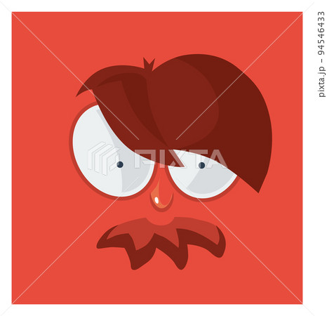 Angry face. Cartoon square sticker with funny expression 94546433