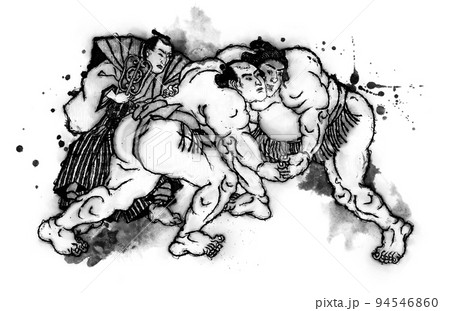 浮世絵　相撲取り　その47　インクバージョン	 94546860